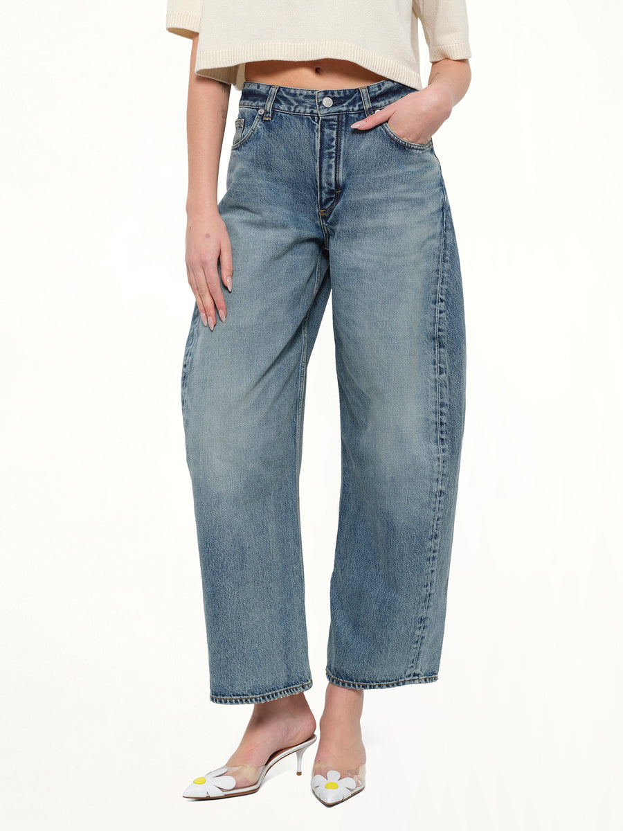 Vintage Blue Denim Rodeo Pants in Dirty Wash