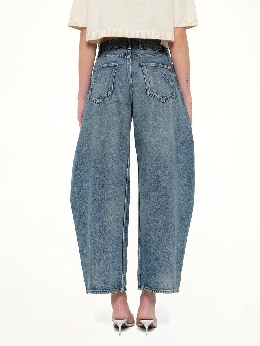Vintage Blue Denim Rodeo Pants in Dirty Wash