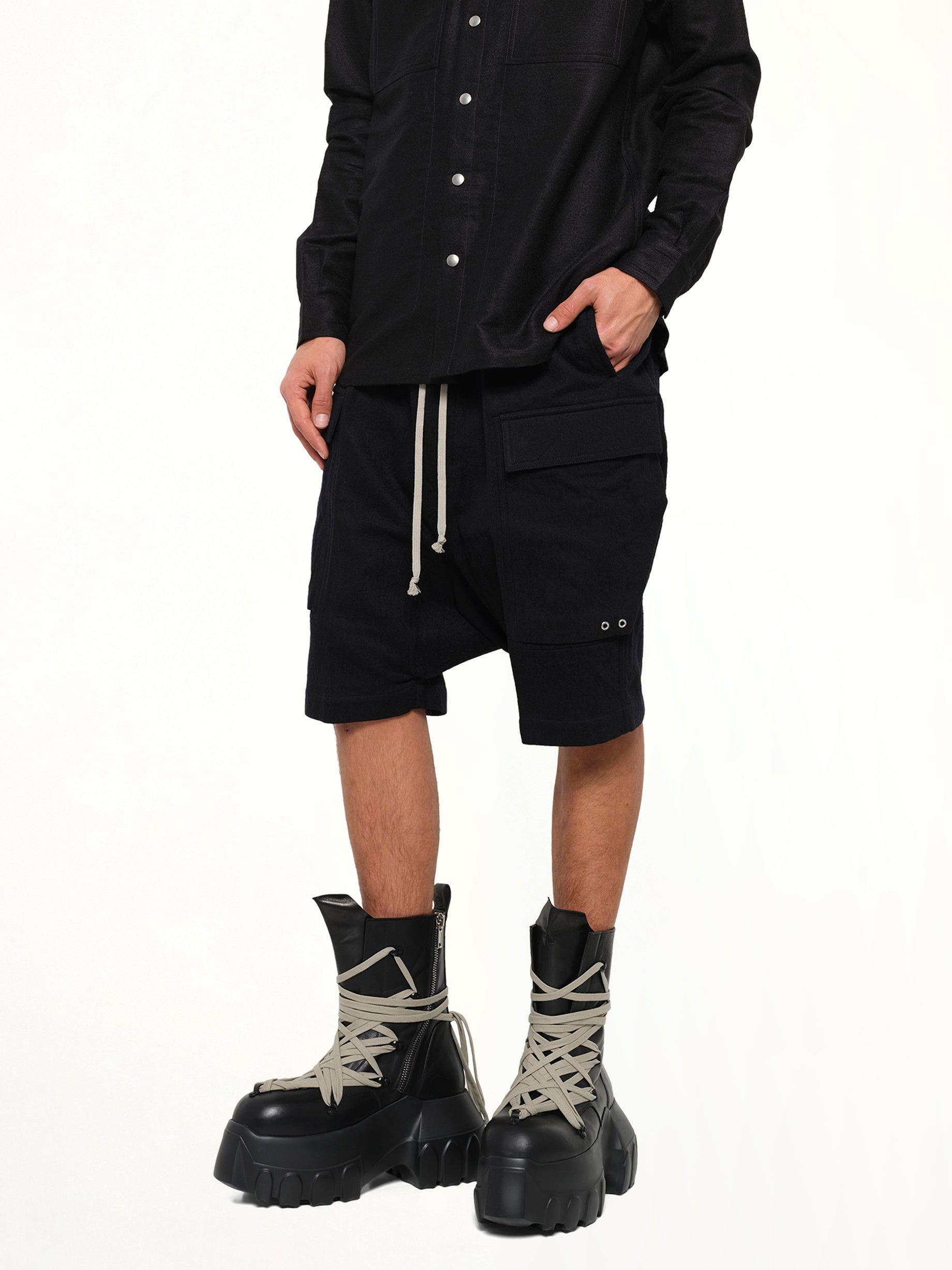 Warm Flannel Cargo Pods in Black