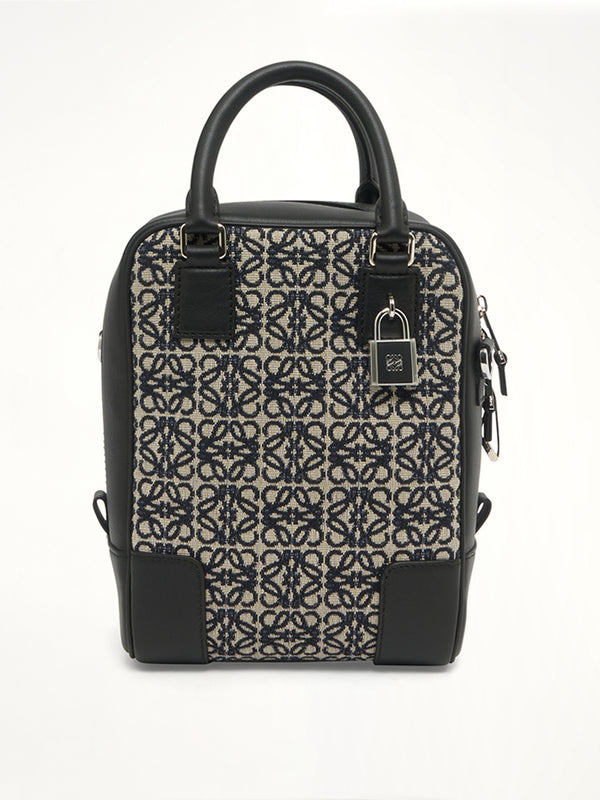 Amazona 15 Vertical Anagram in Jacquard and Calfskin in Navy