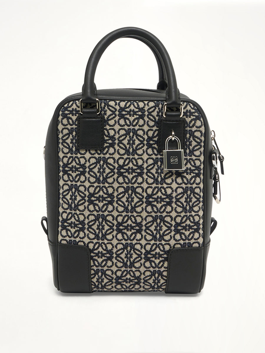 Amazona 15 Vertical Anagram in Jacquard and Calfskin in Navy