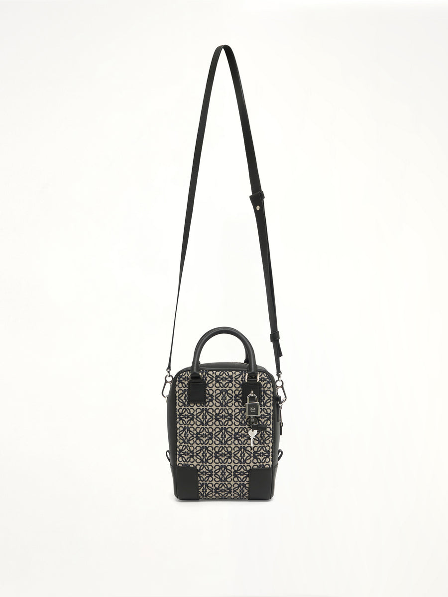 Amazona 15 Vertical Anagram in Jacquard and Calfskin in Navy