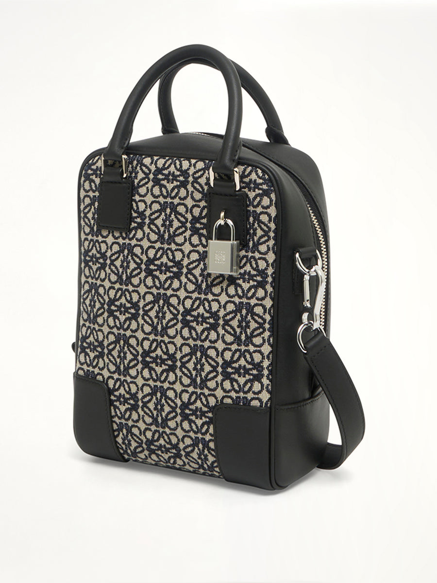 Amazona 15 Vertical Anagram in Jacquard and Calfskin in Navy