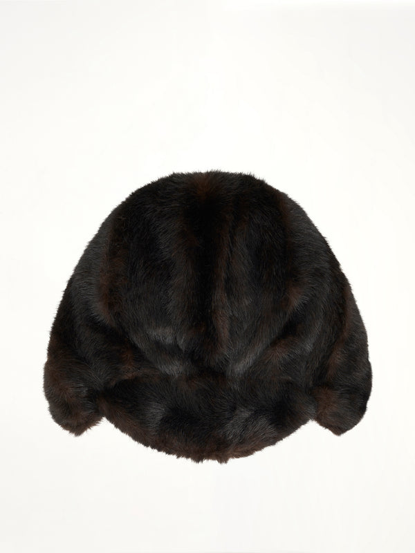 Faux Fur Hat in Brown