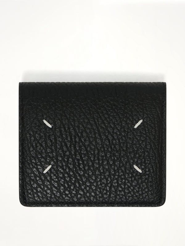 Four Stitch Logo Wallet with Coin Purse in Black