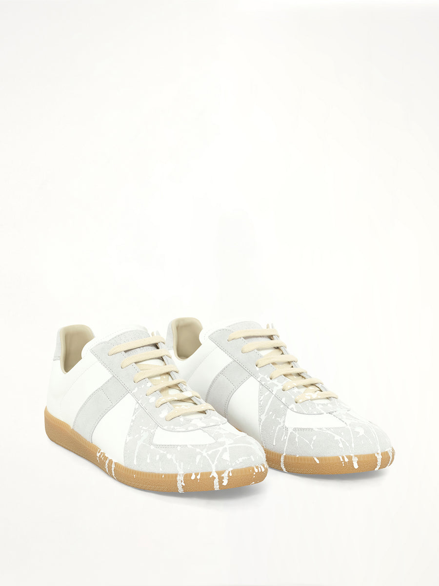 Replica Leather Sneaker in Splatter White