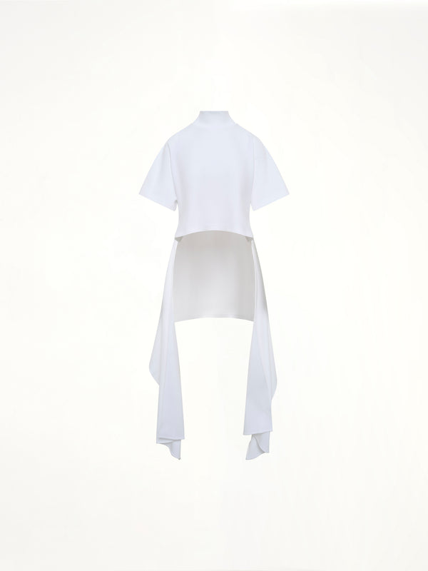 Cotton Jersey Asymmetric T-Shirt in White