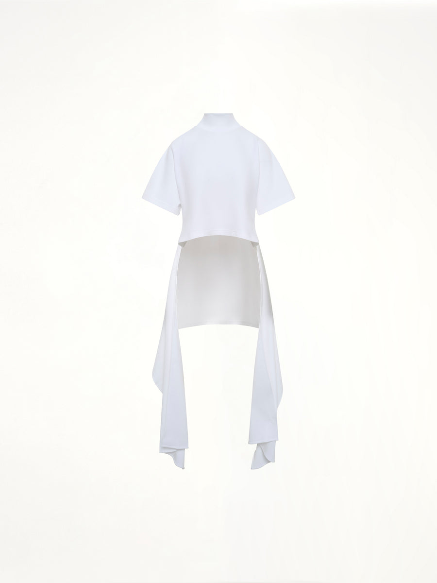 Cotton Jersey Asymmetric T-Shirt in White