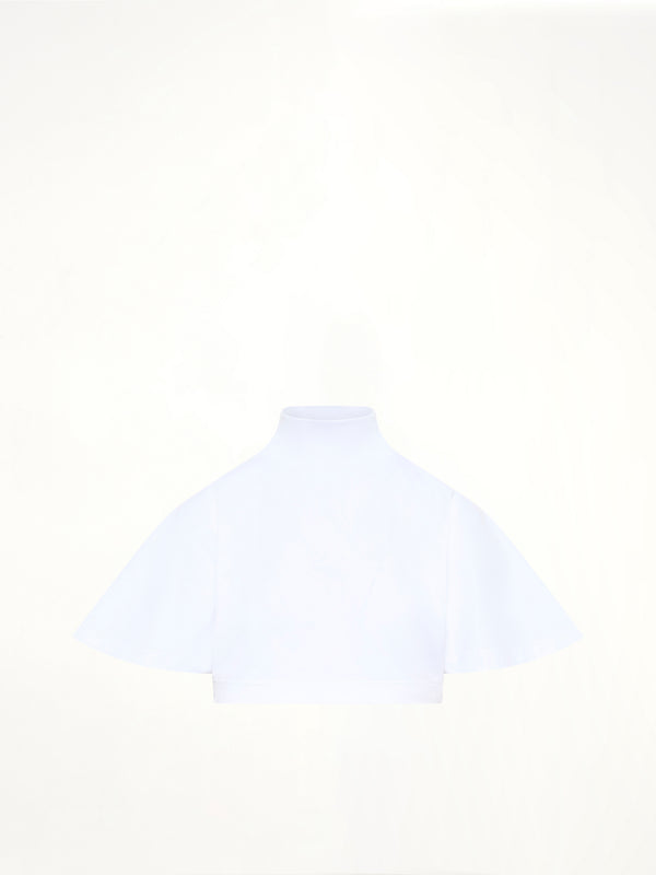 Cotton Jersey Highneck T-Shirt in White