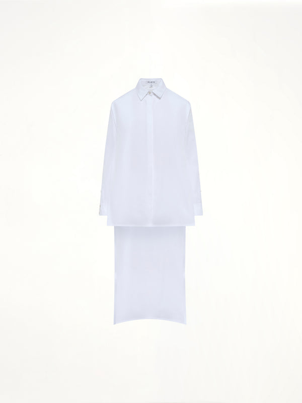 Cotton Poplin Asymmetric Shirt in White