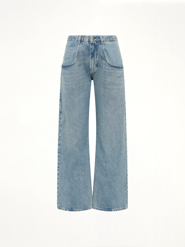 Exposed 5 Pocket Denim Jeans in Ice Blue