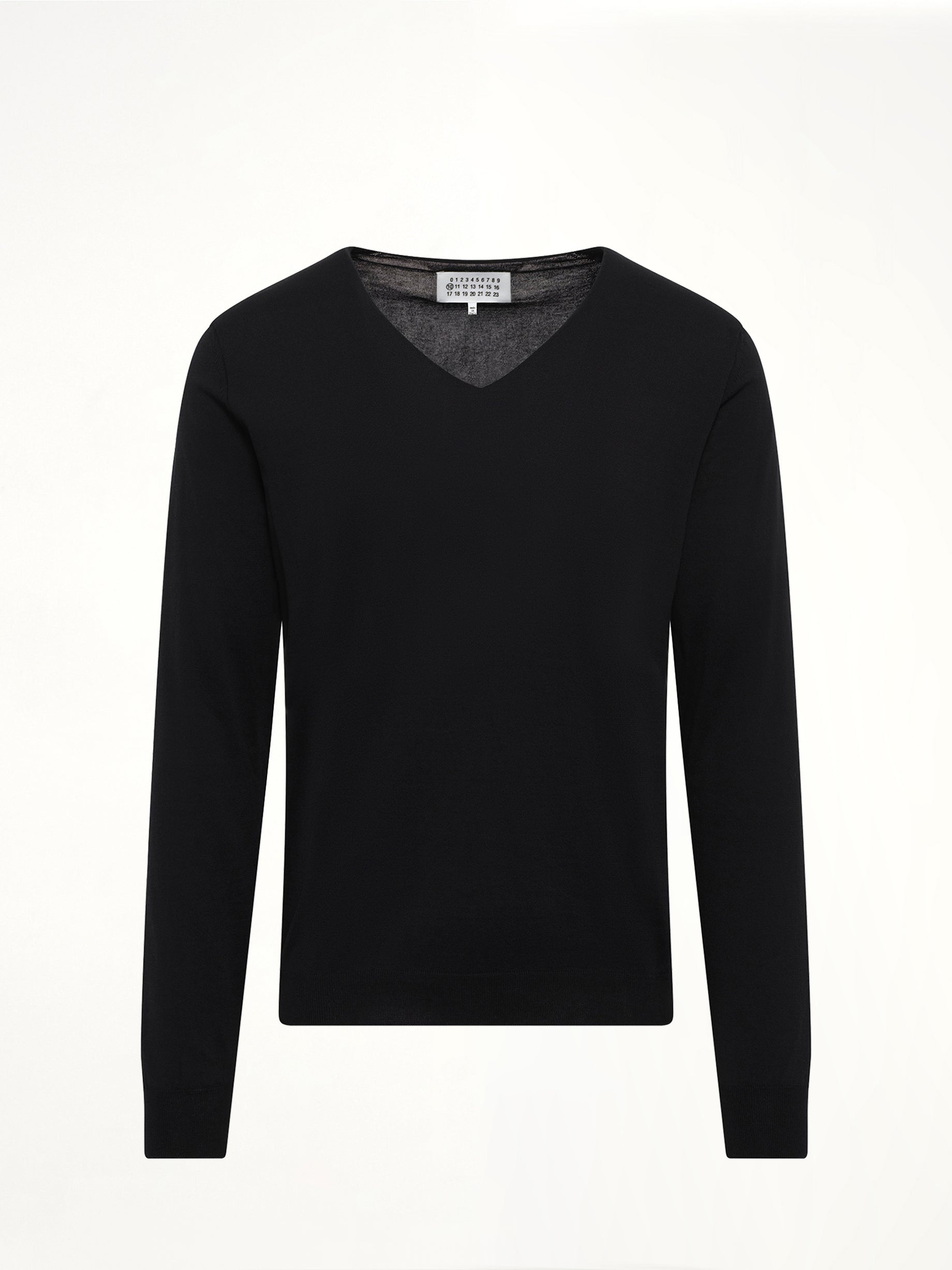 V-Neck Knit Sweater in Black