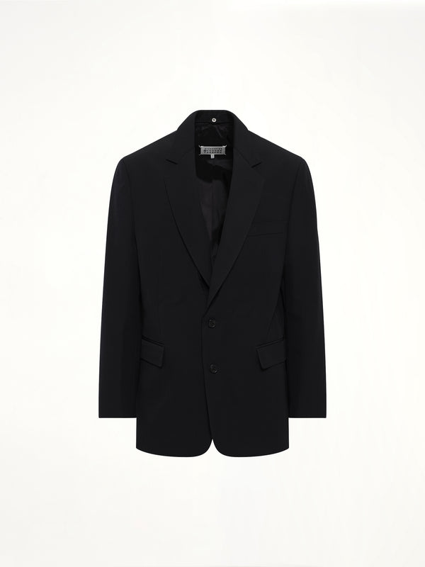 Foldable Collar Blazer in Black