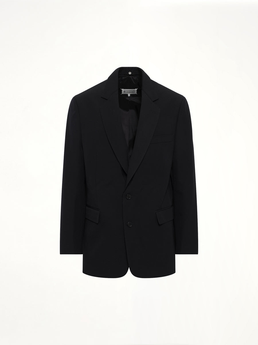 Foldable Collar Blazer in Black