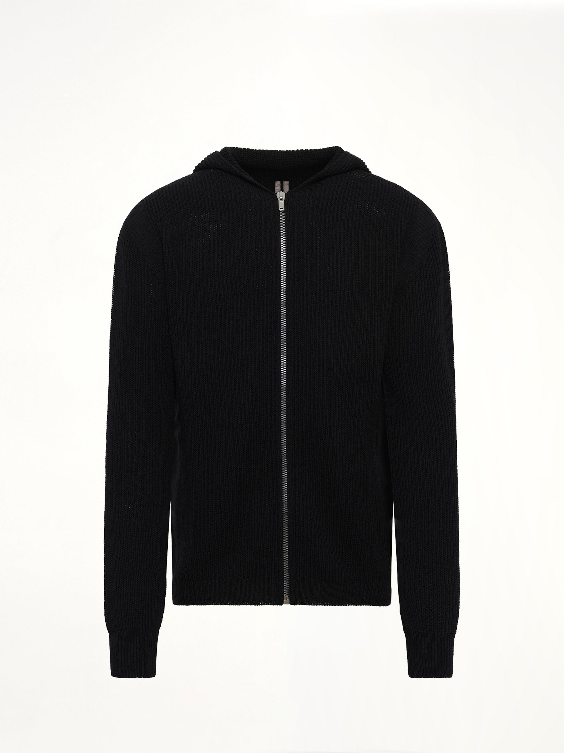 Heavy Wool Zipped Hoodie in Black