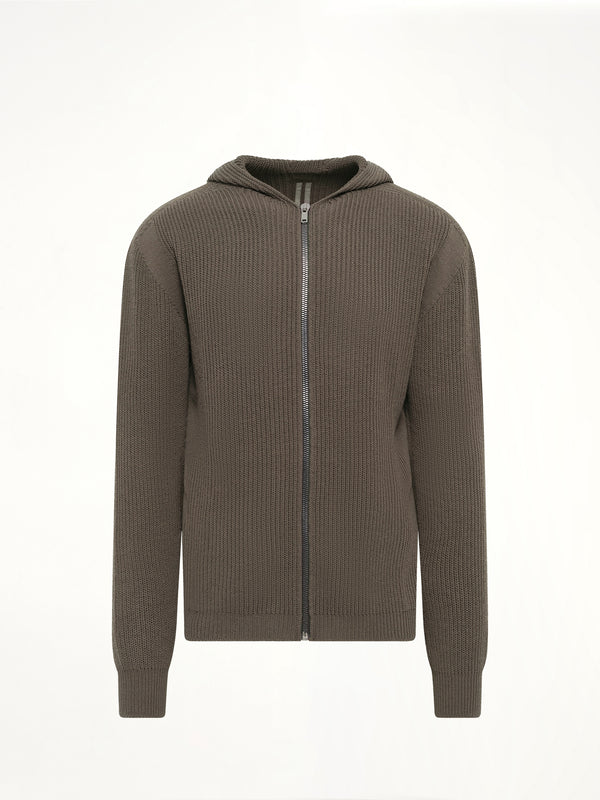 Heavy Wool Zipped Hoodie in Dark Dust