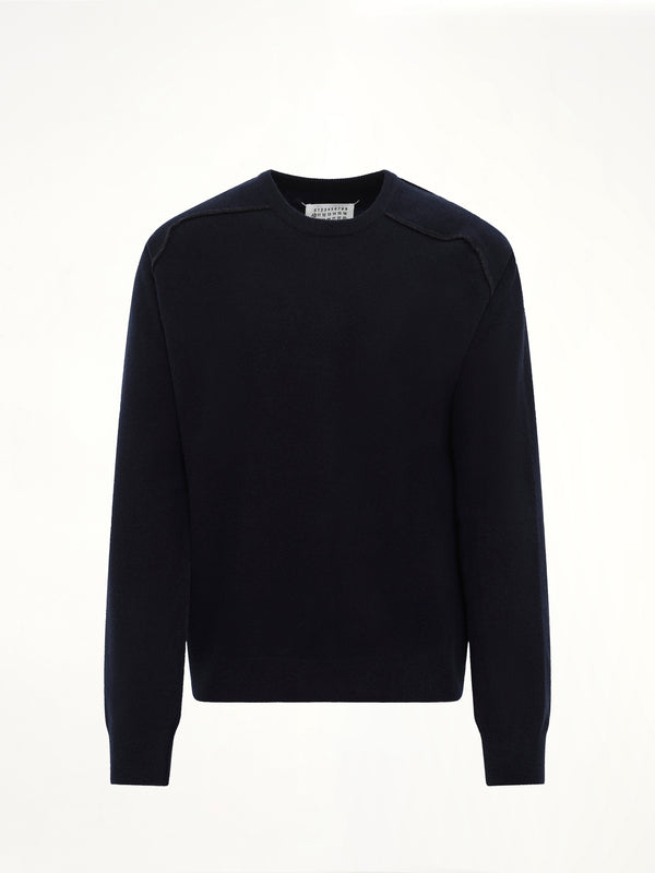 Lambswool Sweater in Navy/Dark Grey