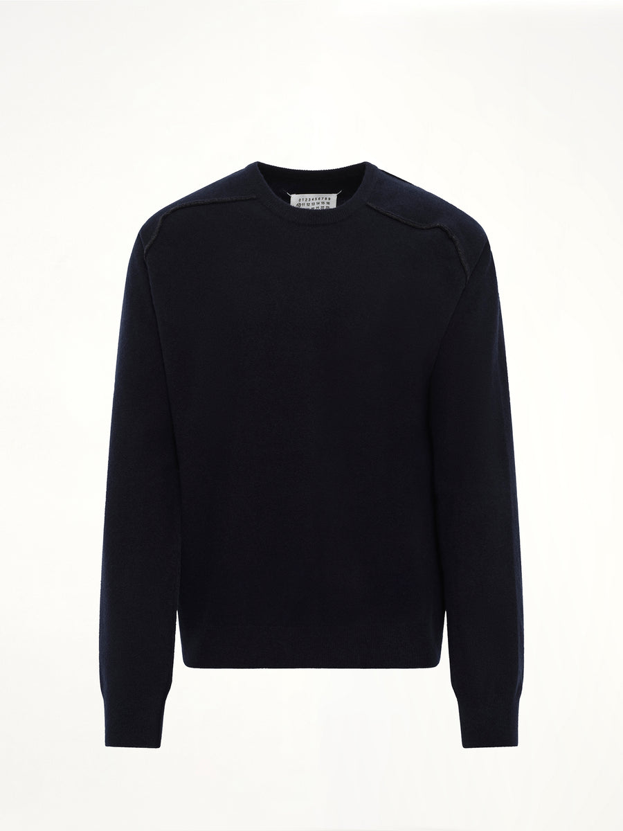 Lambswool Sweater in Navy/Dark Grey