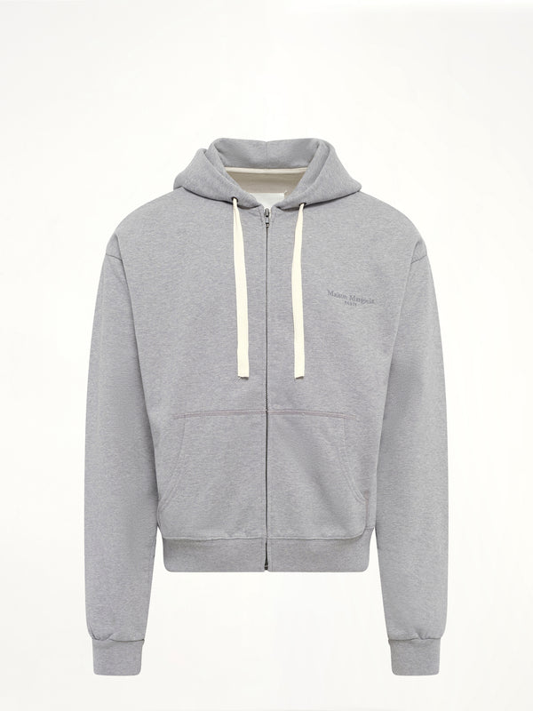 Logo Zip Hoodie in Grey Melange