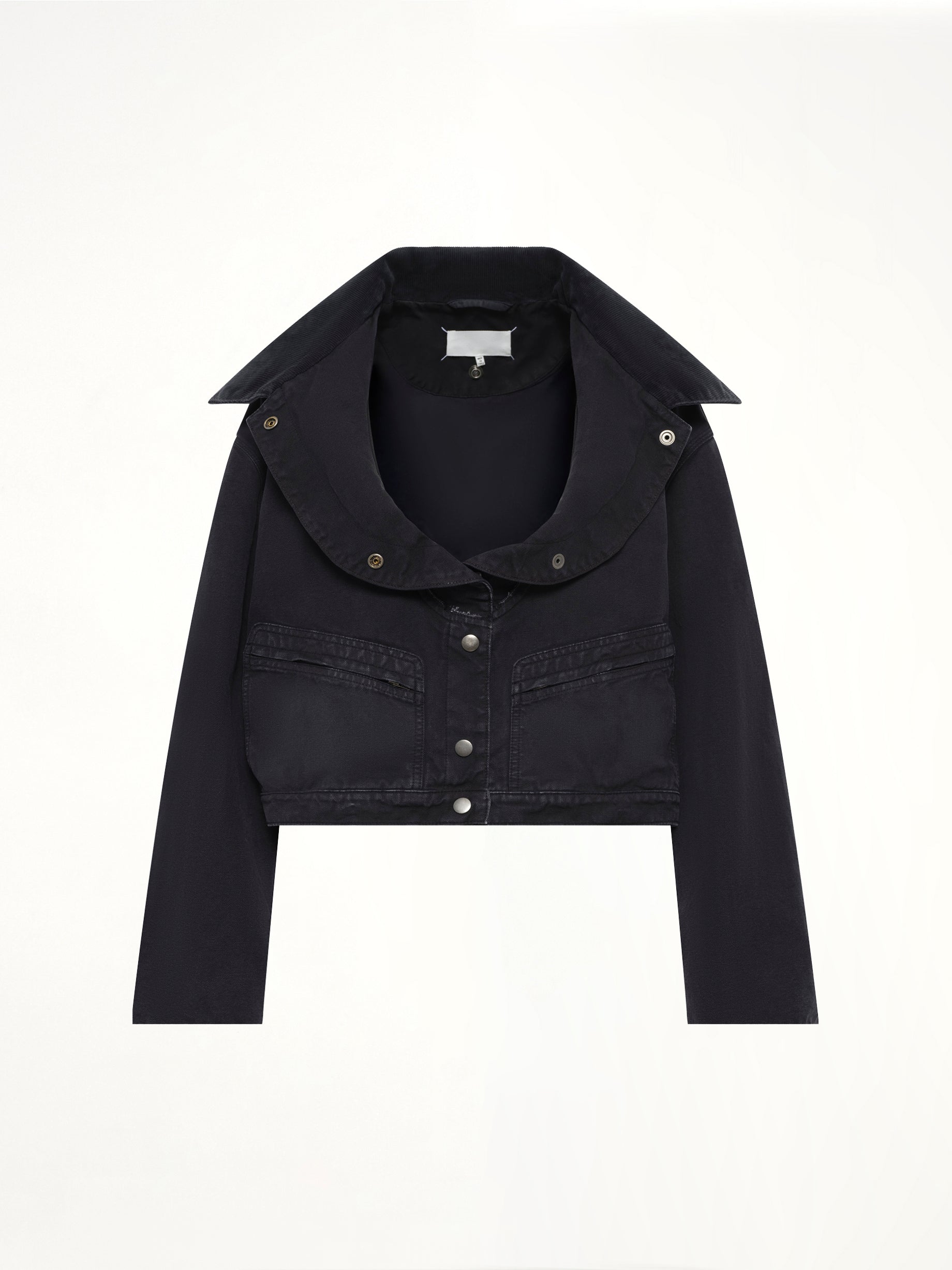 Open Neck Workwear Jacket in Vintage Black