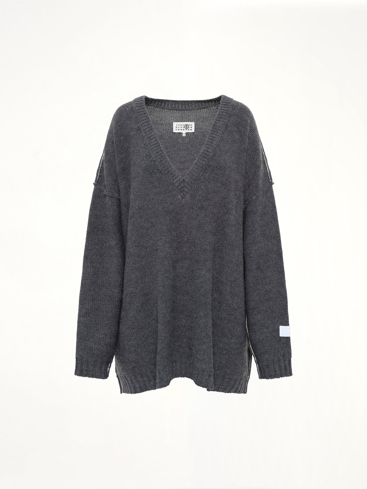 V-Neck Sweater in Grey Melange