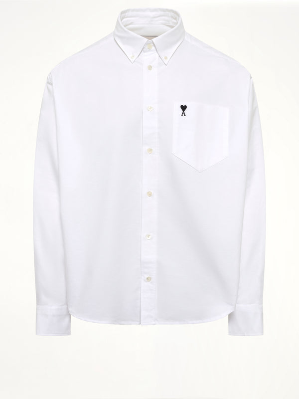 Embroidered Ami De Coeur Boxy Fit Shirt in White