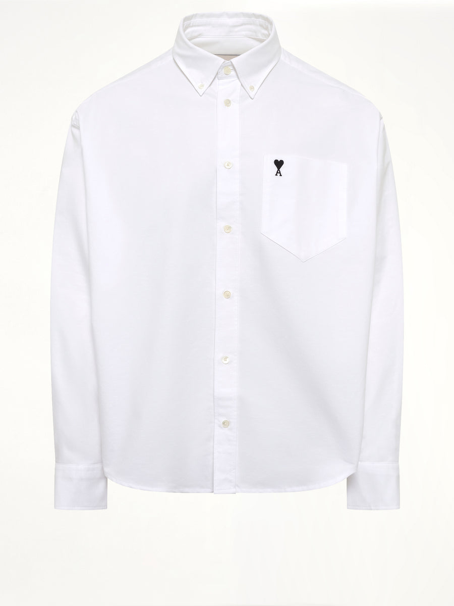 Embroidered Ami De Coeur Boxy Fit Shirt in White