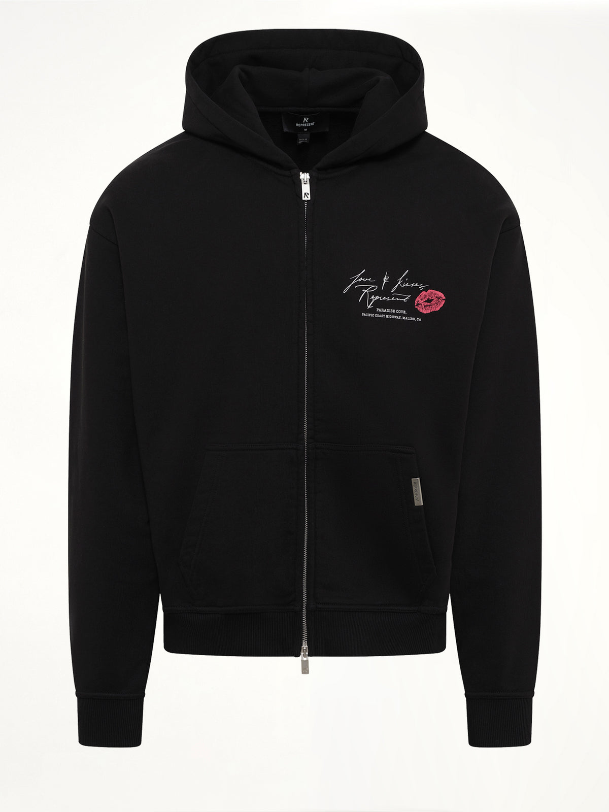 Love And Kisses Zip Through Hoodie in Jet Black