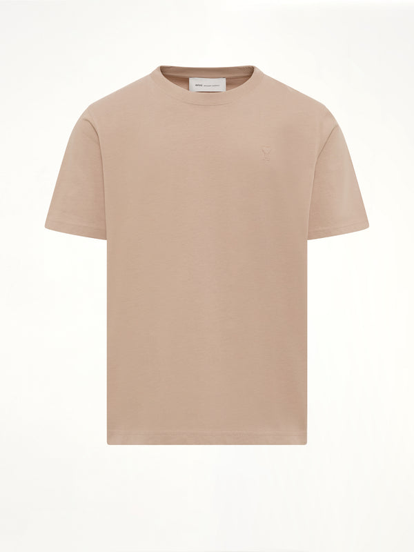 Tonal Embossed Ami De Coeur T-Shirt in Beige
