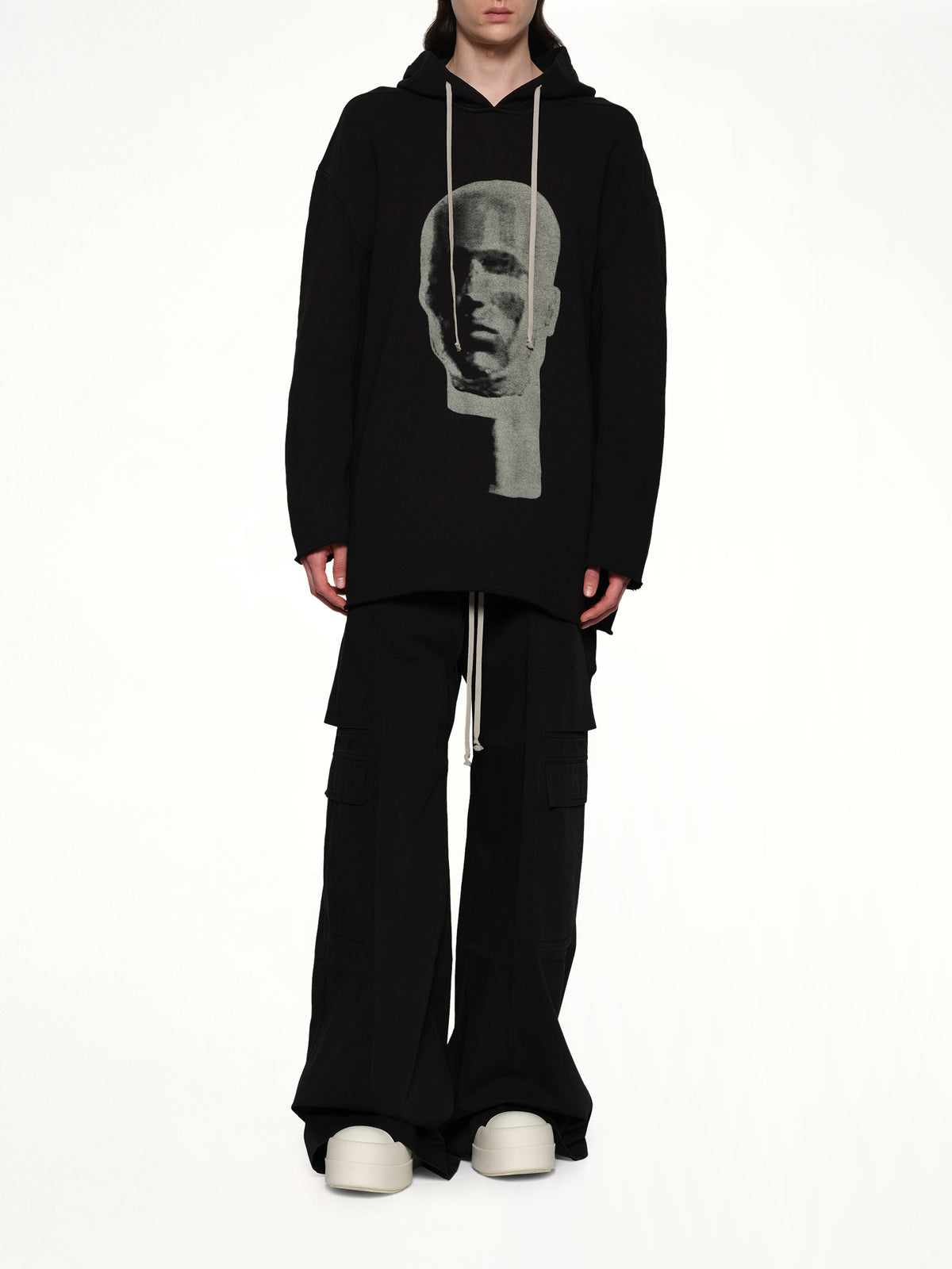 Head Print Peter Hoodie in Black/Pearl