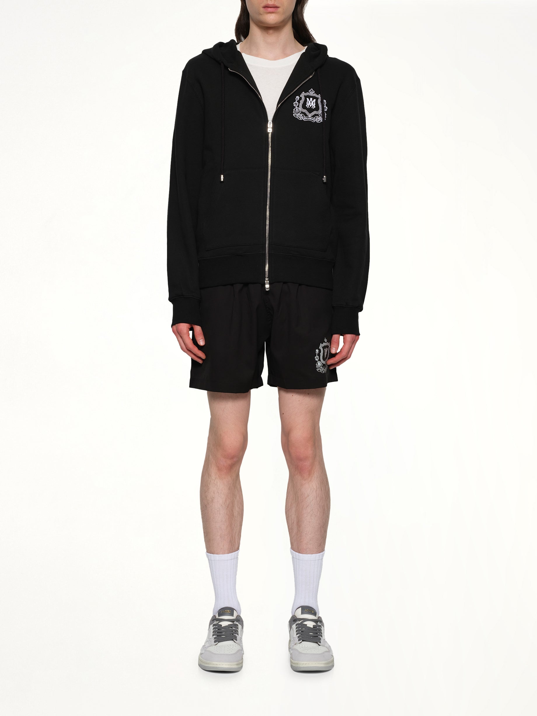 MA Crest Zip Hoodie in Black
