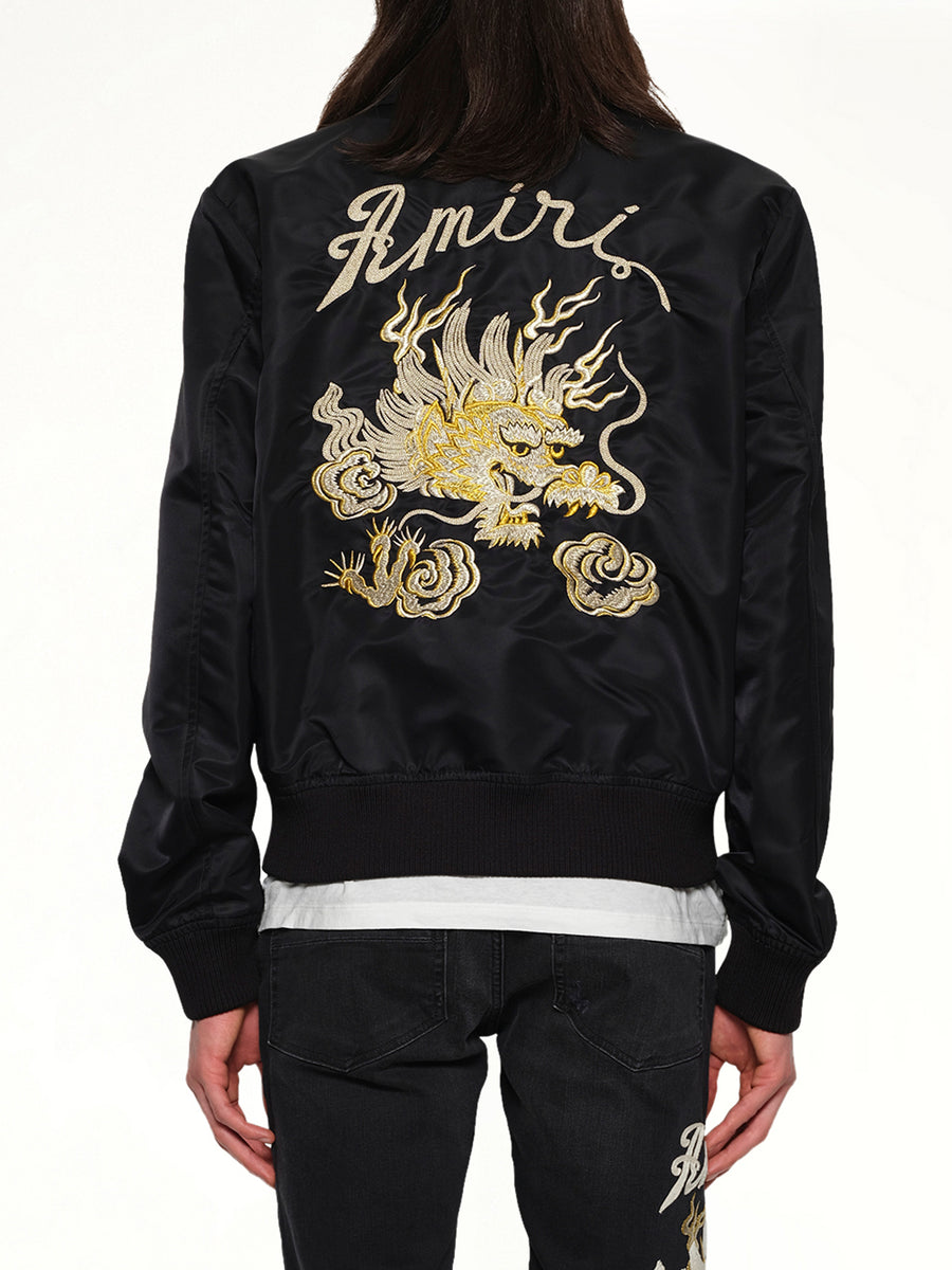AMIRI Dragon Nylon Bomber in Black