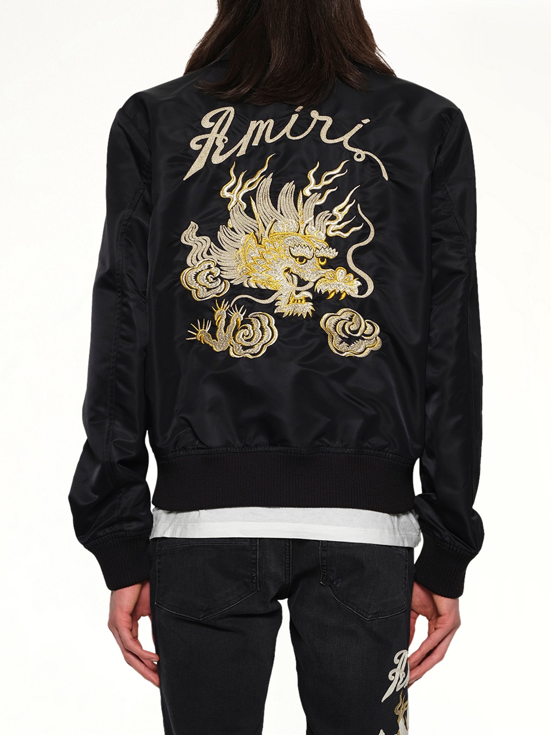 AMIRI Dragon Nylon Bomber in Black
