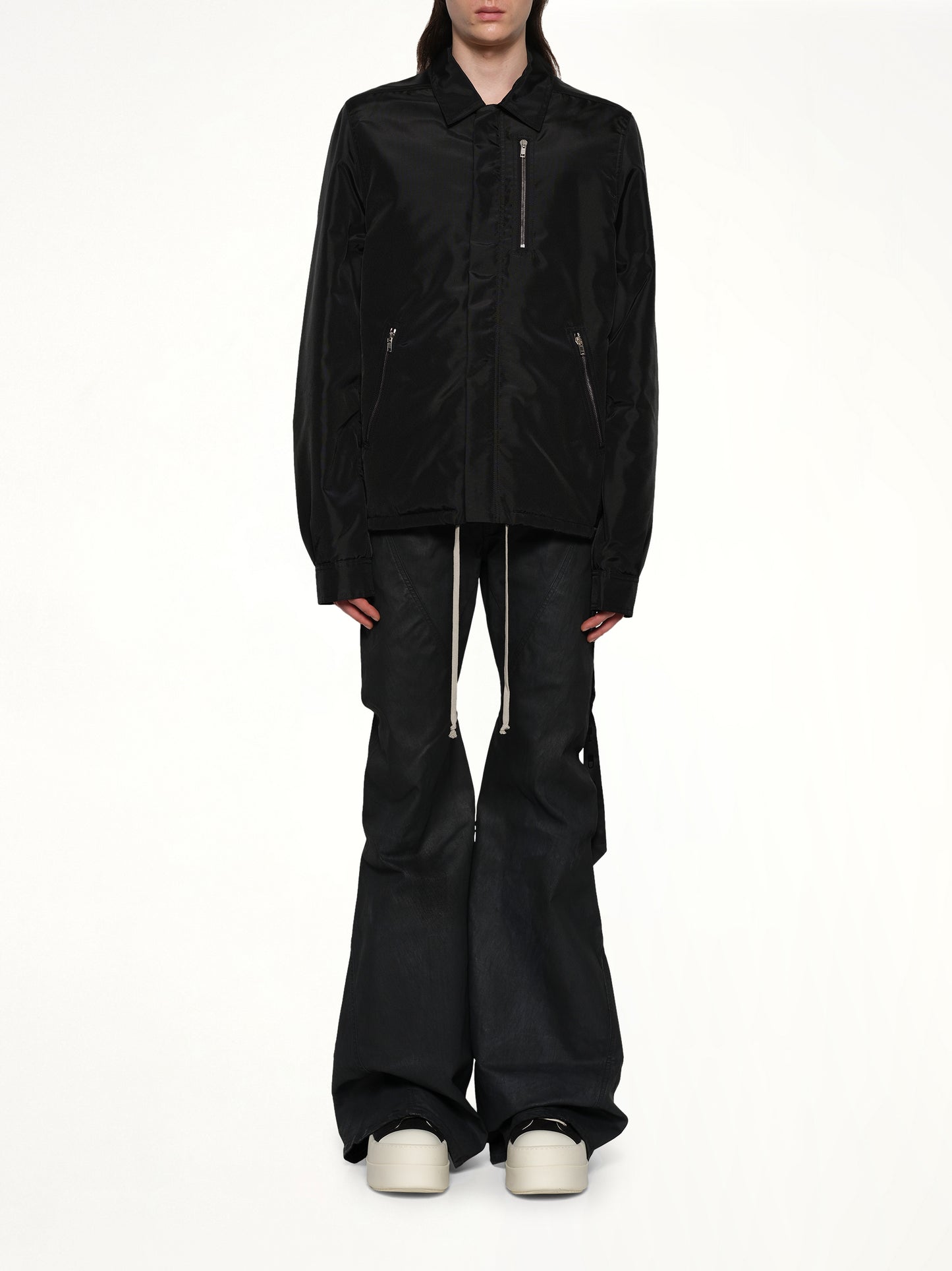 Concealed Zip Front Jacket in Black