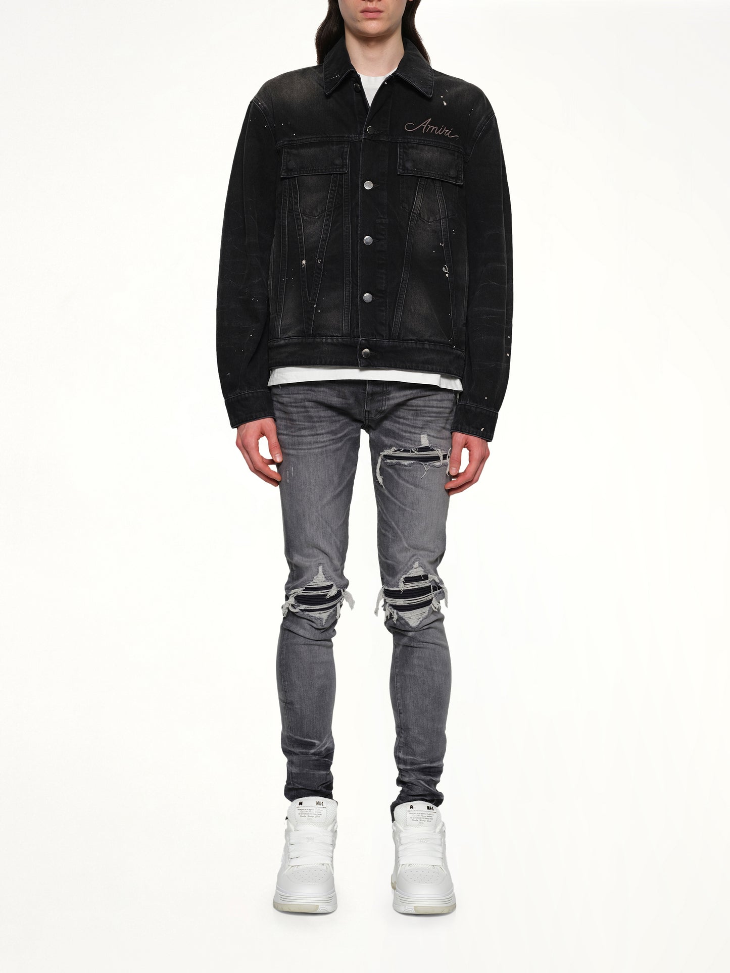 Bleach Bandana Denim Jacket in Faded Black