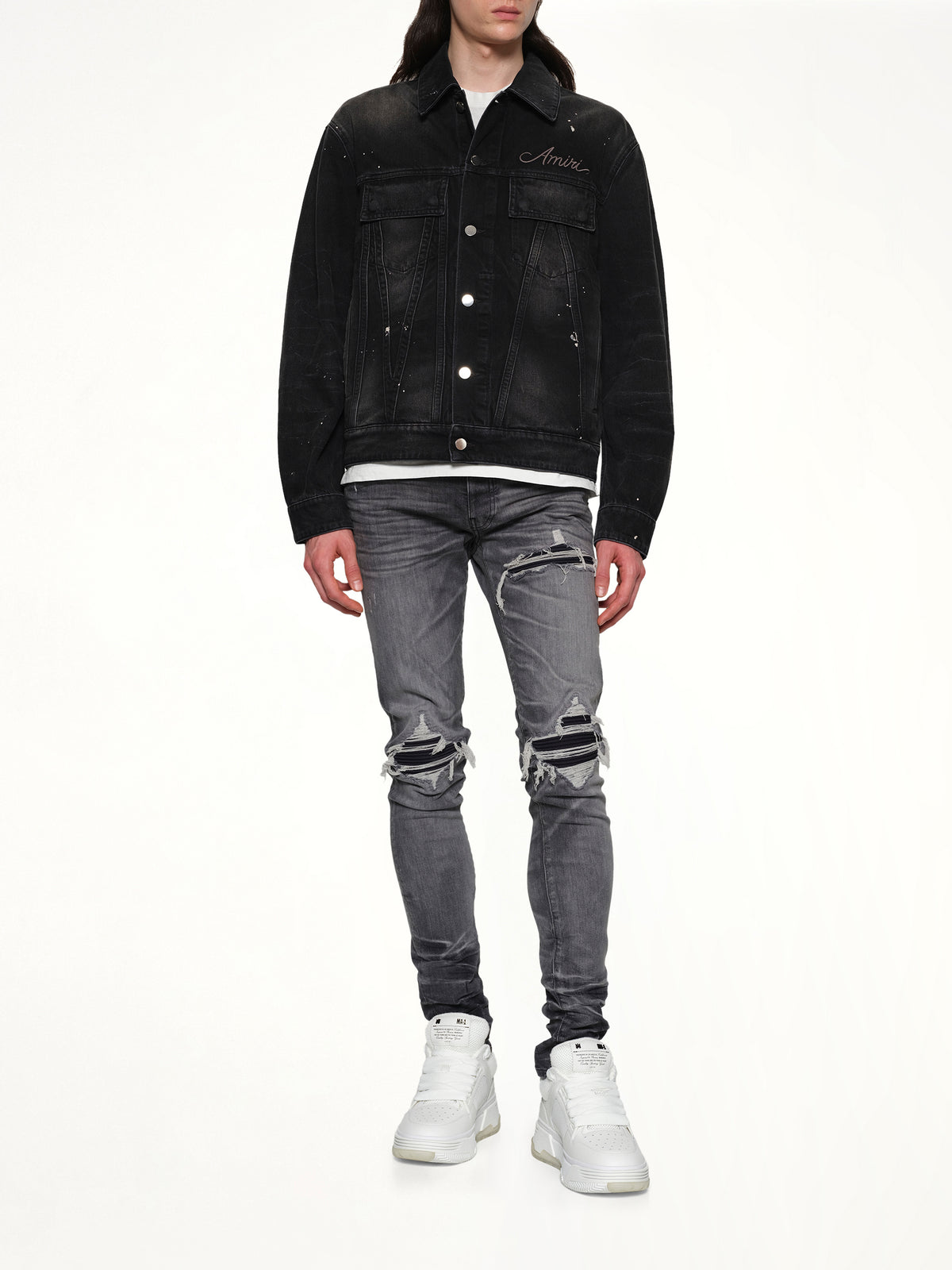 Bleach Bandana Denim Jacket in Faded Black