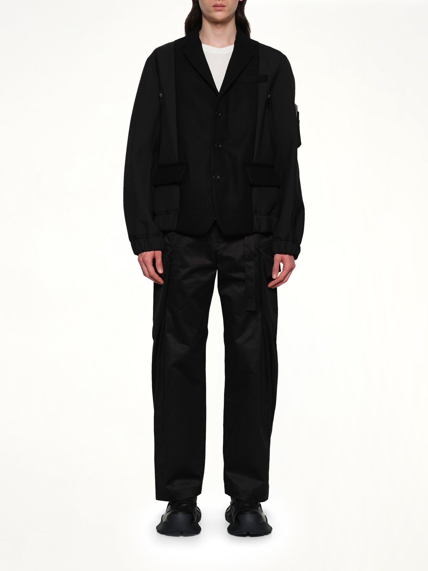 Wool Melton Jacket in Black