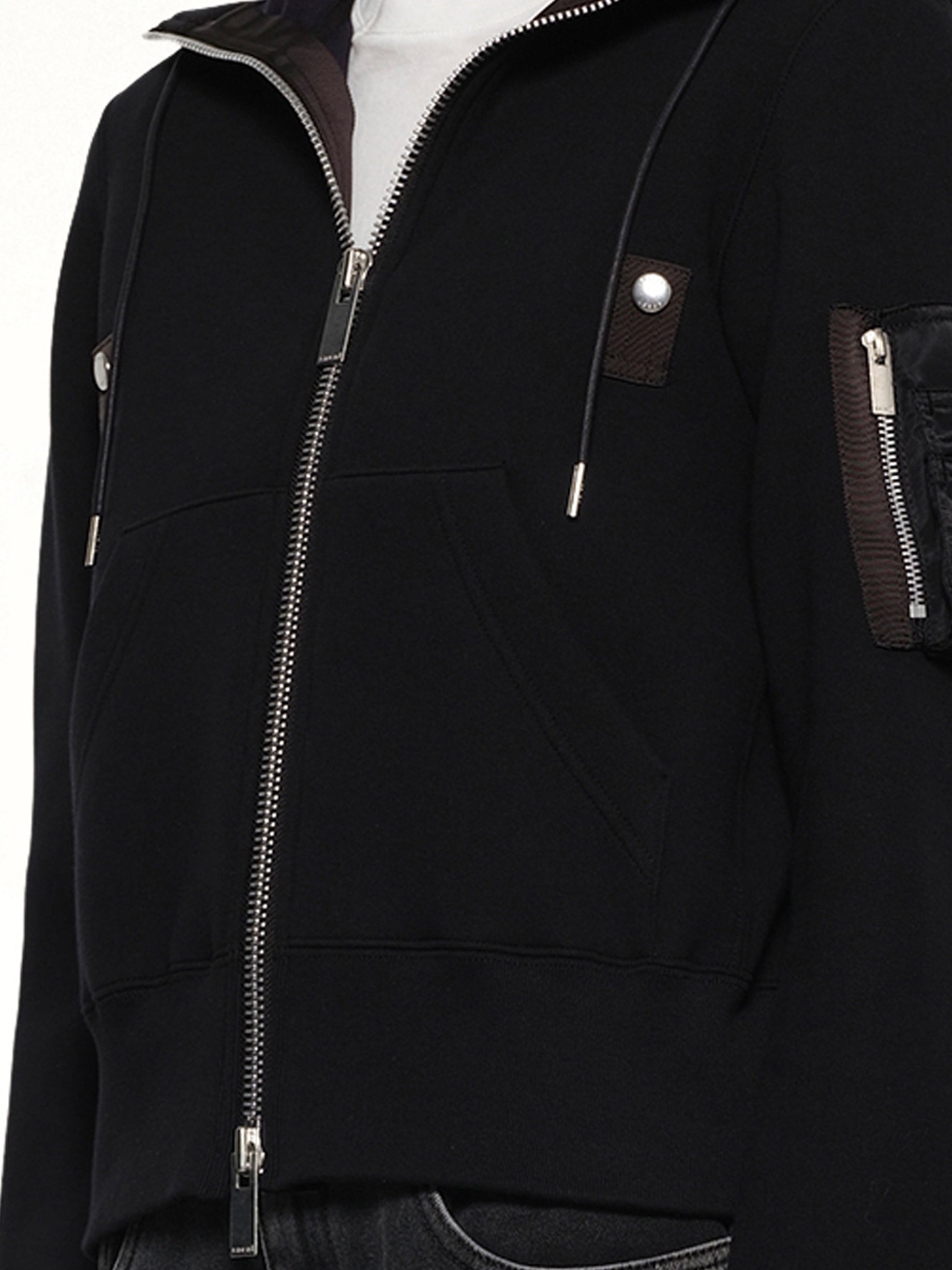 Sponge Sweat Nylon Twill Hoodie in Black