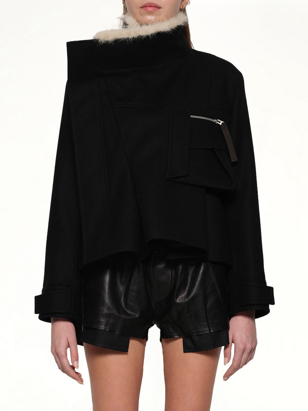 Wool Melton Blouson in Black