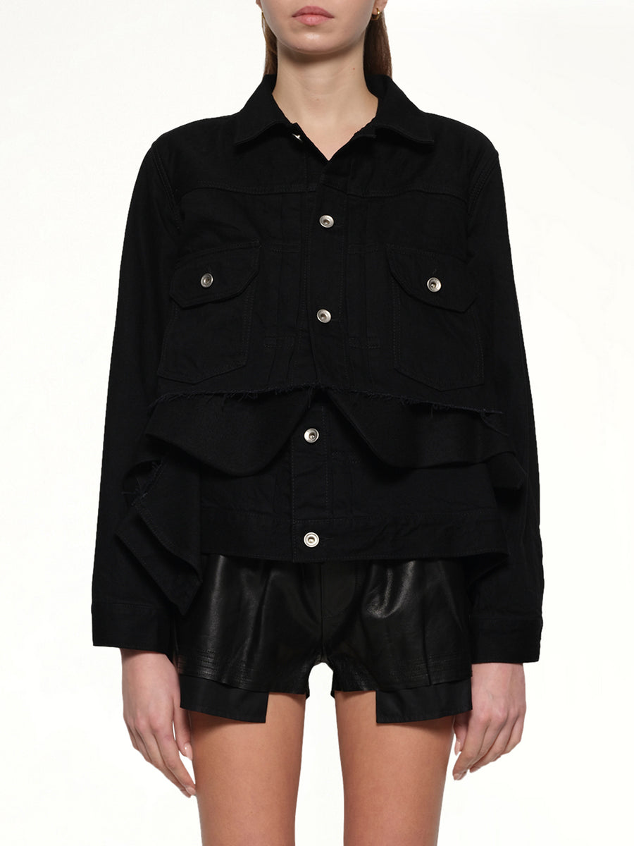 Denim x Wool Melton Jacket in Black