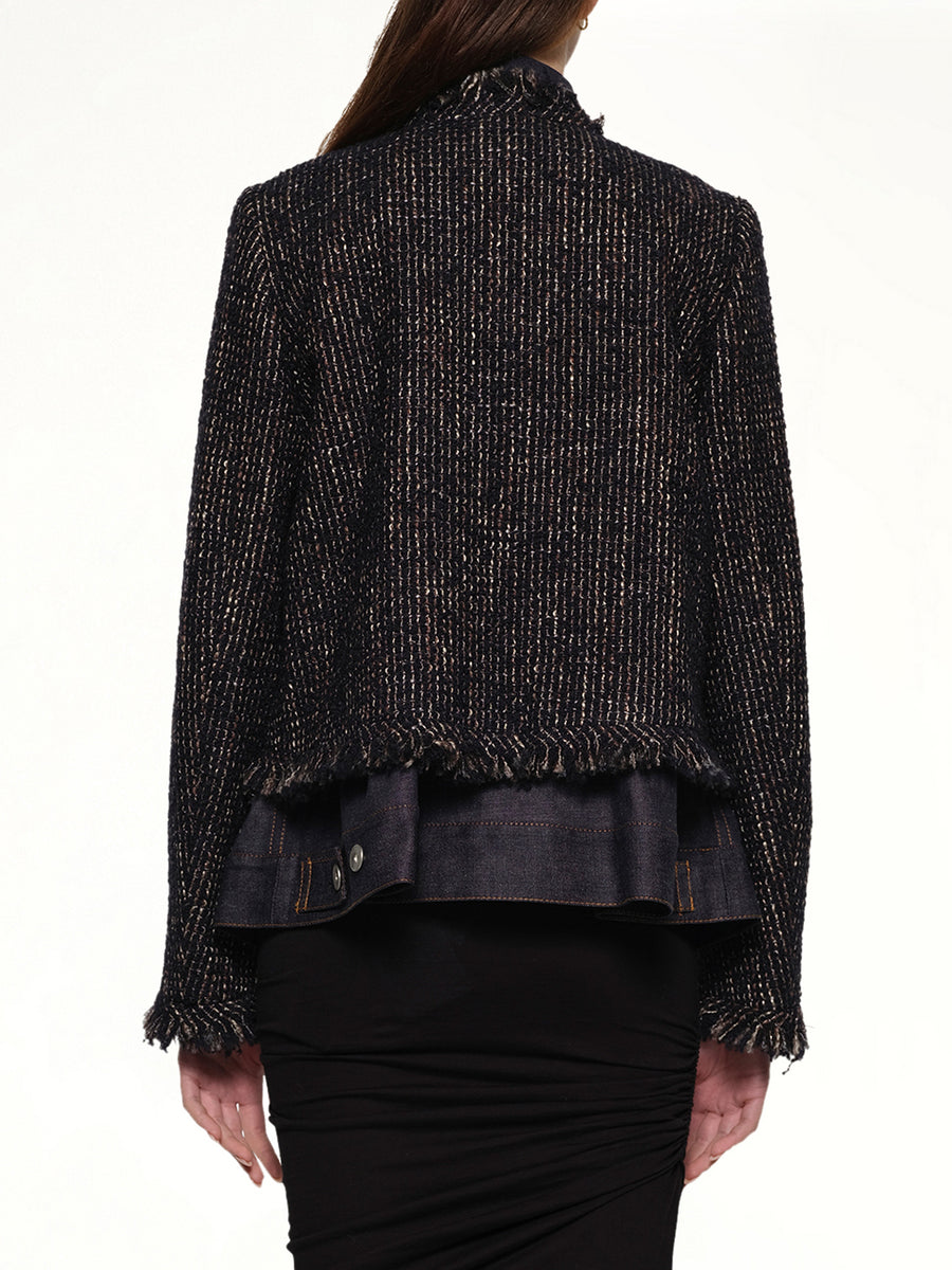 Denim x Tweed Jacket in Navy/Indigo