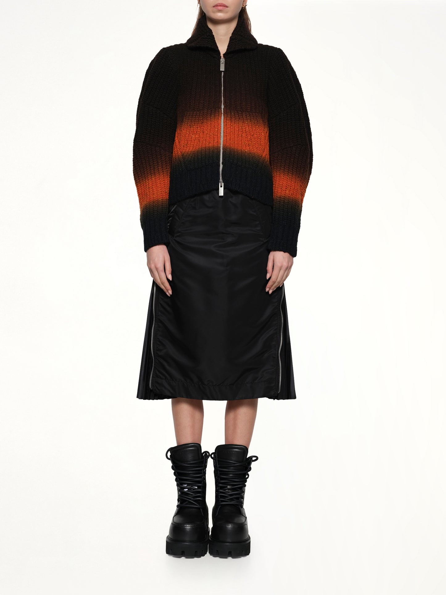 Garment Dye Wool Knit Blouson in Brown