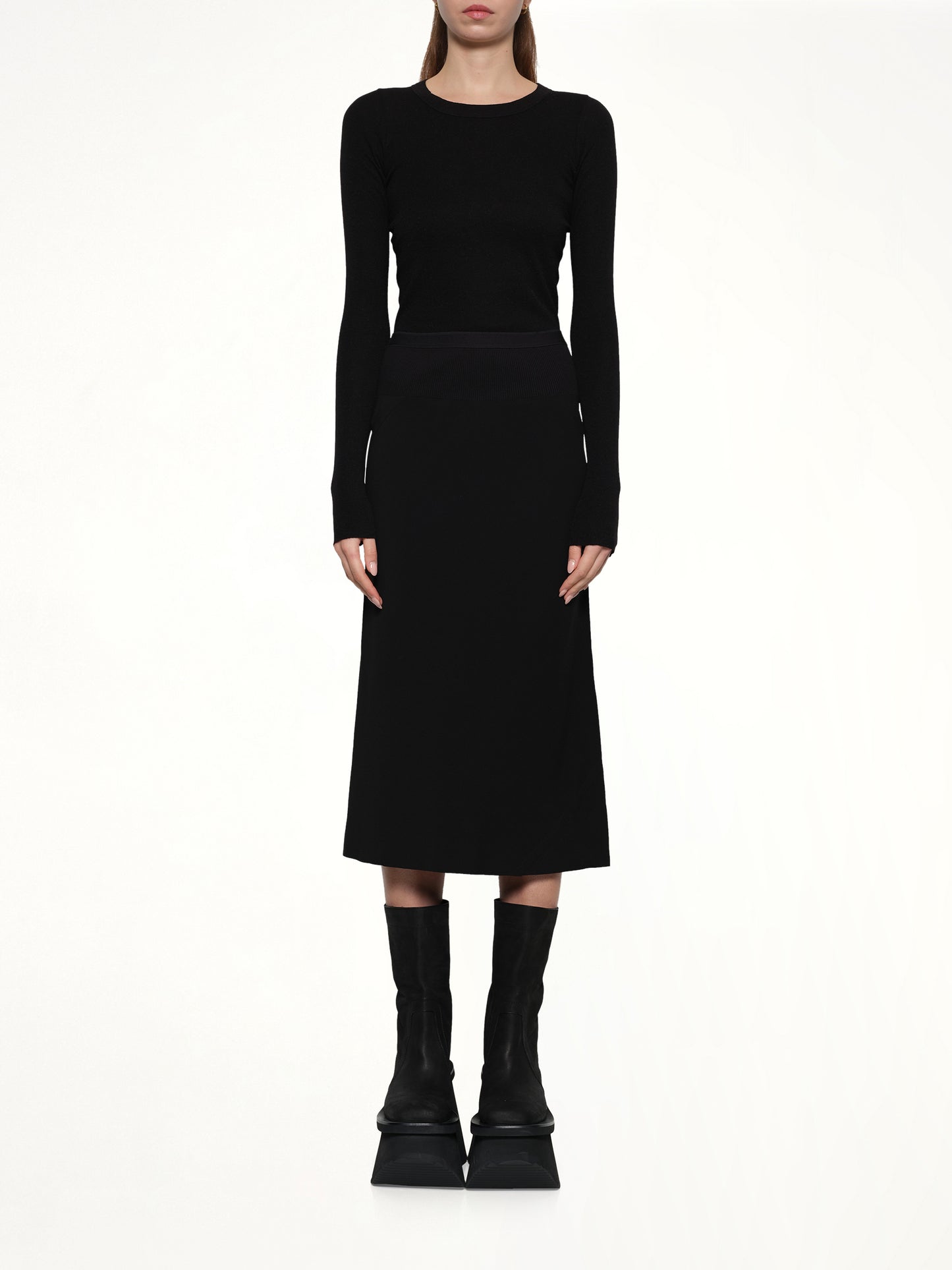 Knee Bias Light Skirt in Black