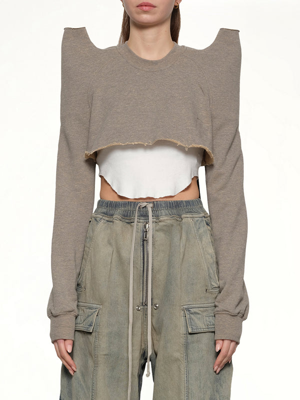 Cropped Tecsweat in Melange Grey