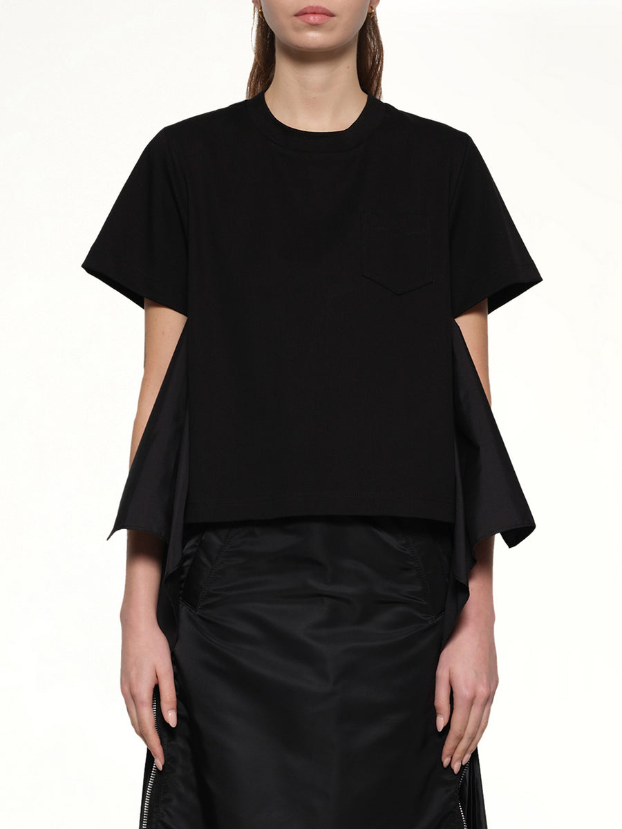 Poplin x Cotton Jersey T-Shirt in Black