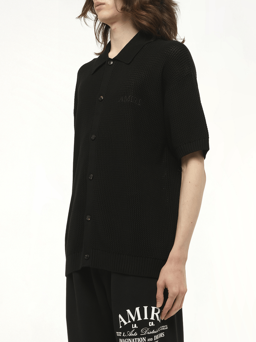 Amiri Crochet Mesh Shirt in Black