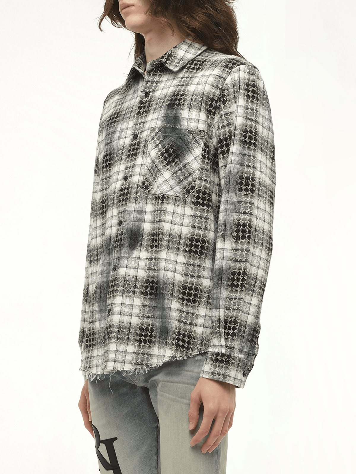 MA Quad Bleach Flannel Shirt in Black