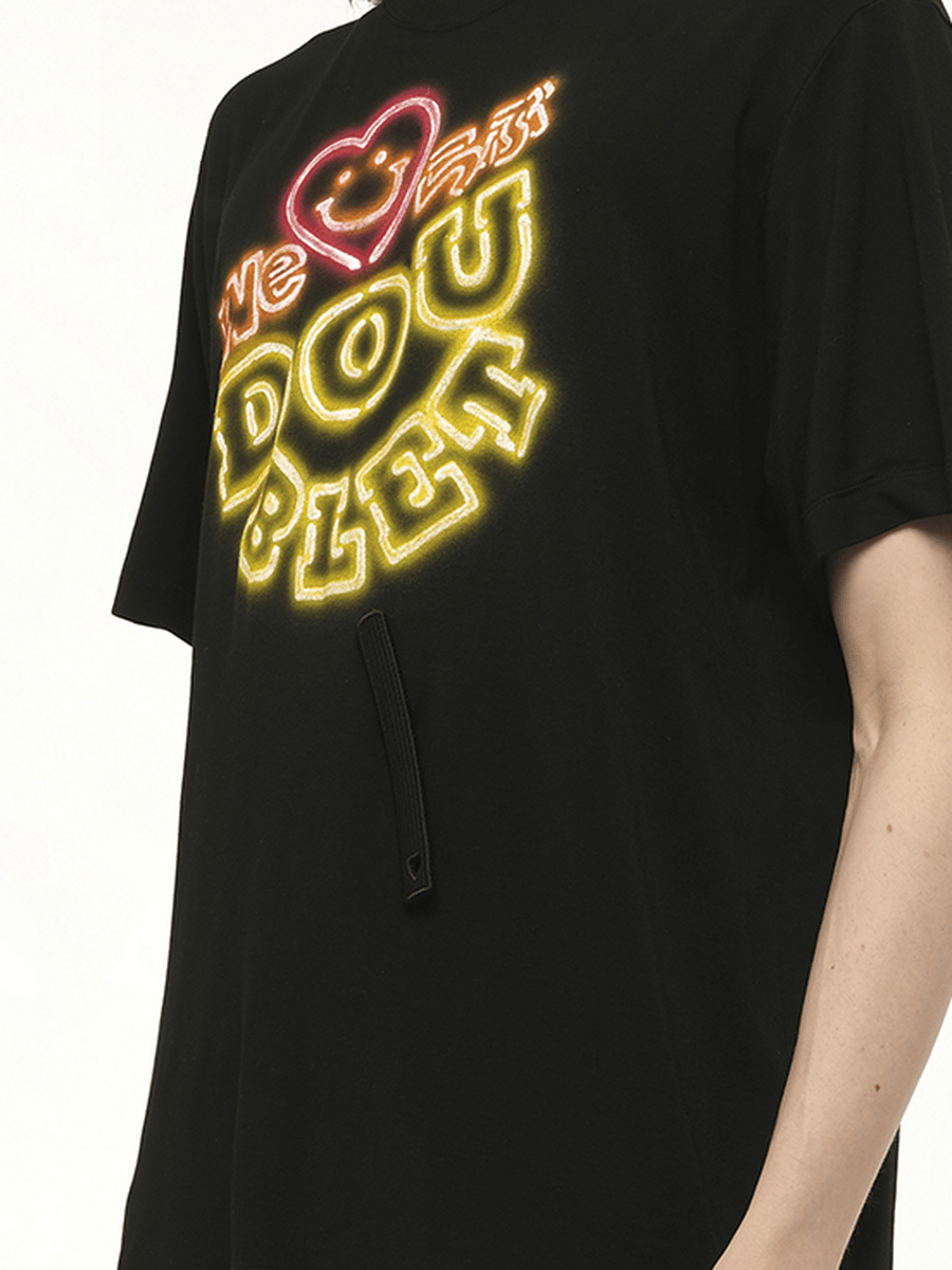 Big Doublet Neon Paint Fan Service T-Shirt in Black