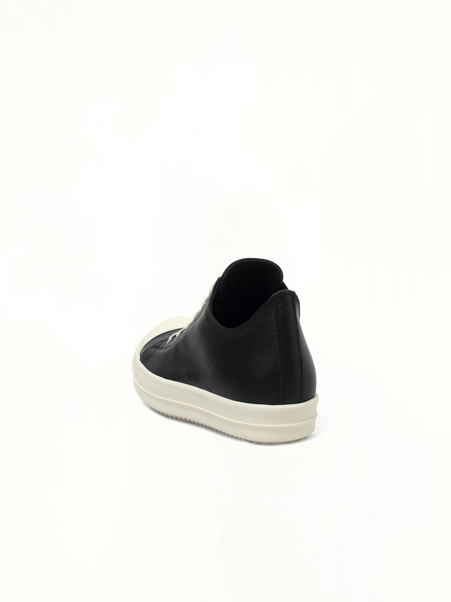 Low Sneaks in Black/Milk/Milk Back View | RICK OWENS