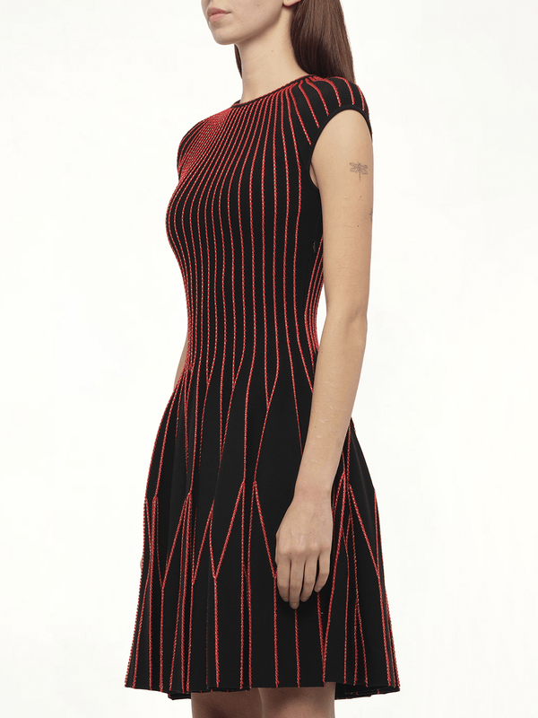 Knit Dress in Multi Black/Red